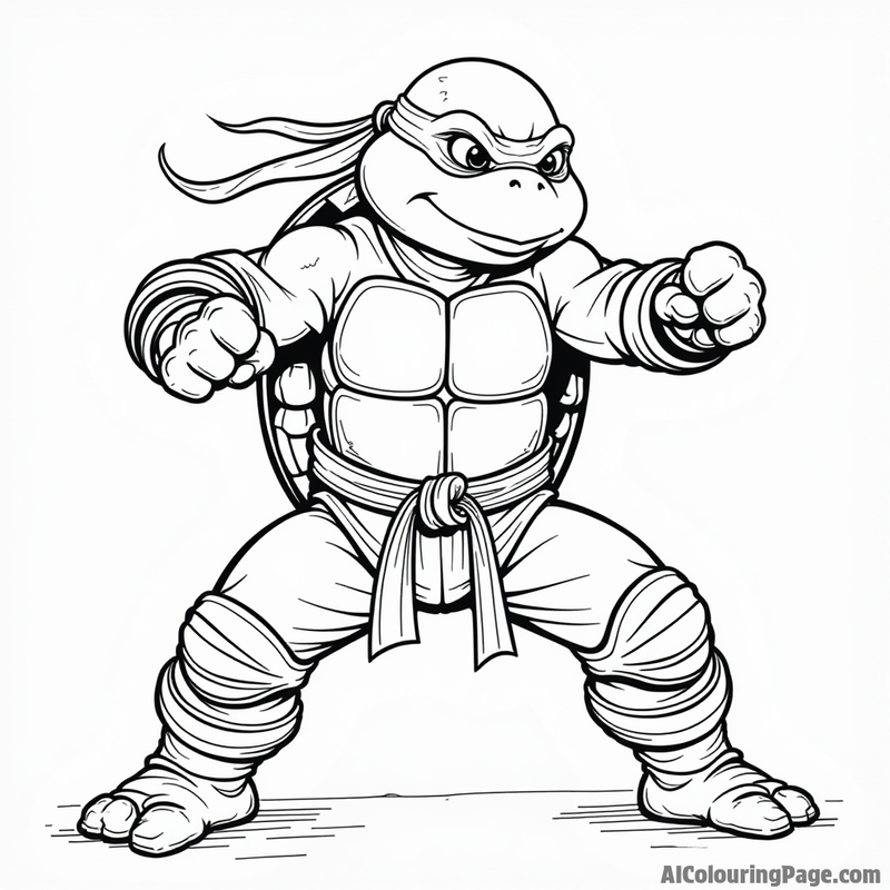 Ninja Turtle practicing karate moves