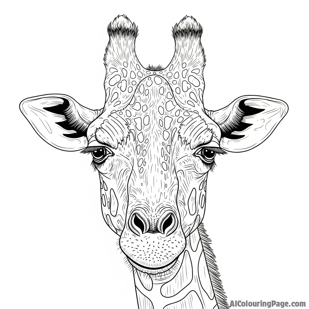 A portrait of a wise, ancient giraffe with weathered, wrinkled features.