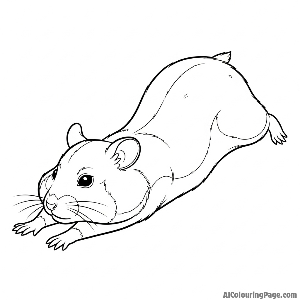 A hamster stretching its body out long after a nap