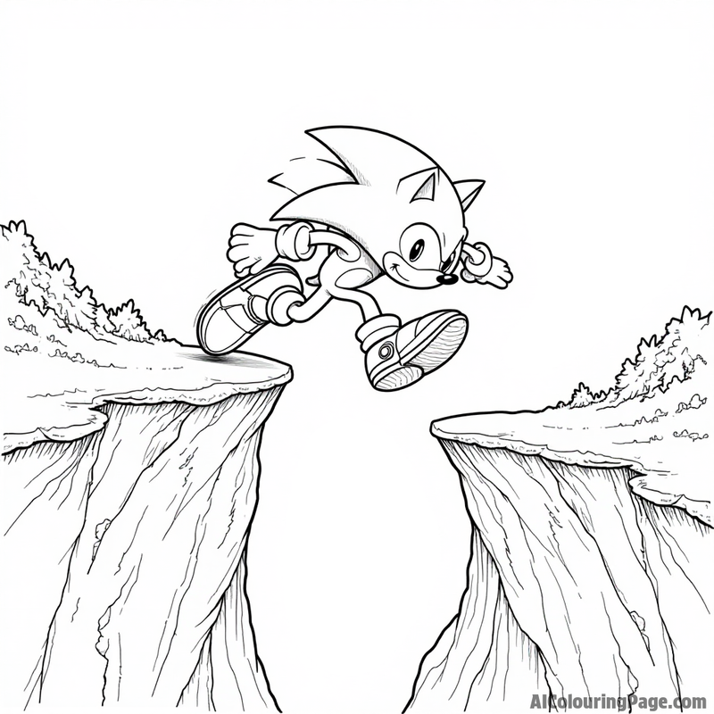 Sonic jumping over a chasm