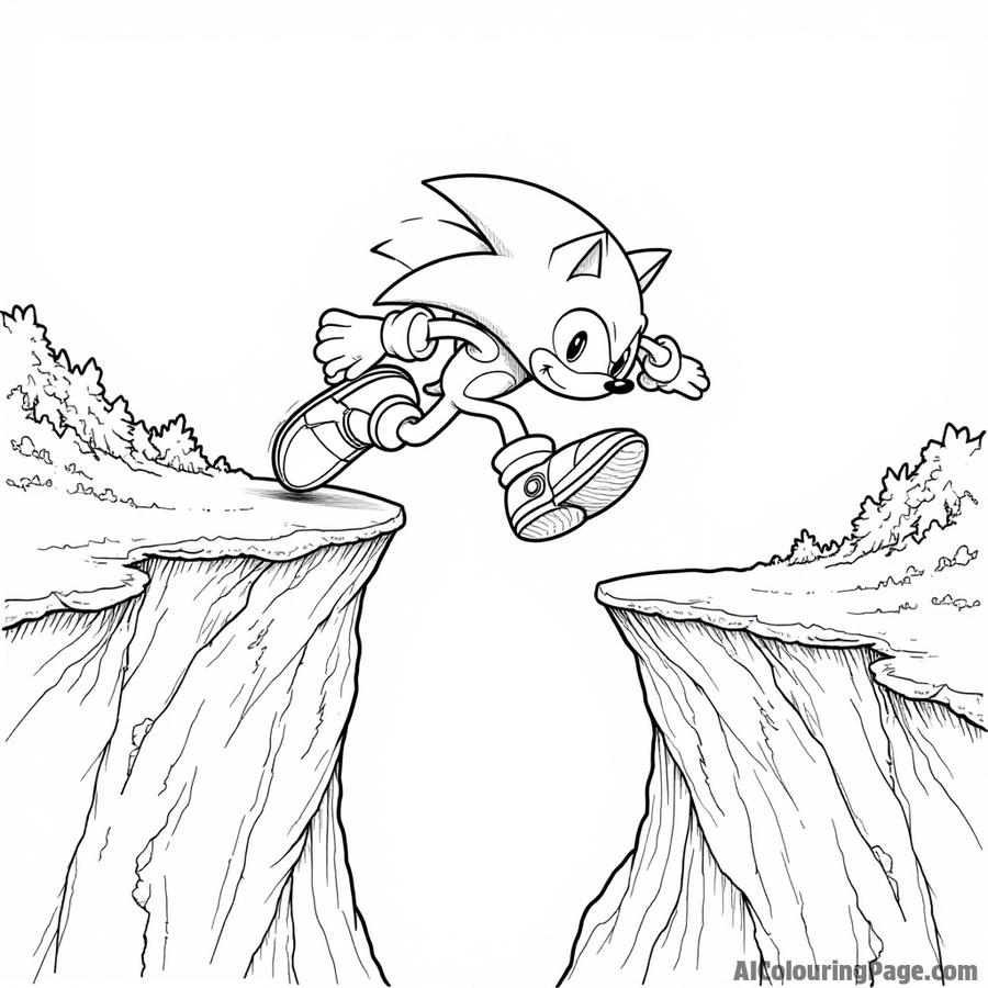 Sonic jumping over a chasm