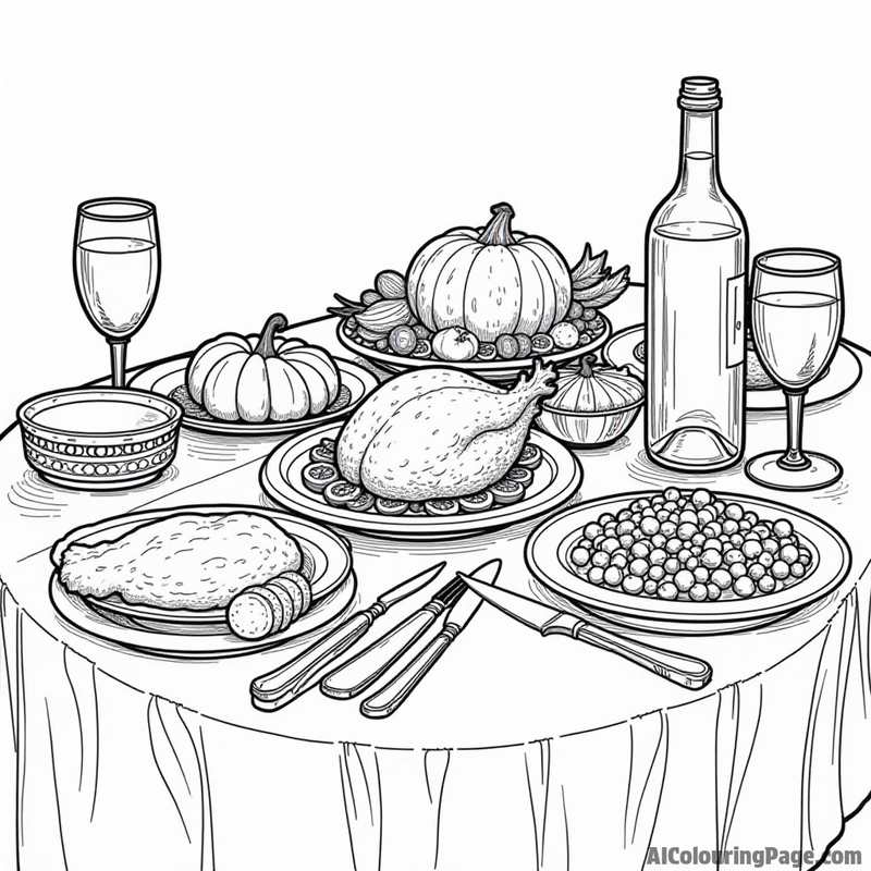 A Thanksgiving dinner table full of food