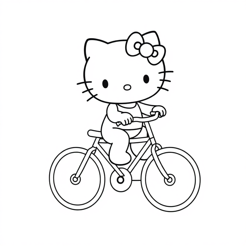 Hello Kitty riding a bicycle