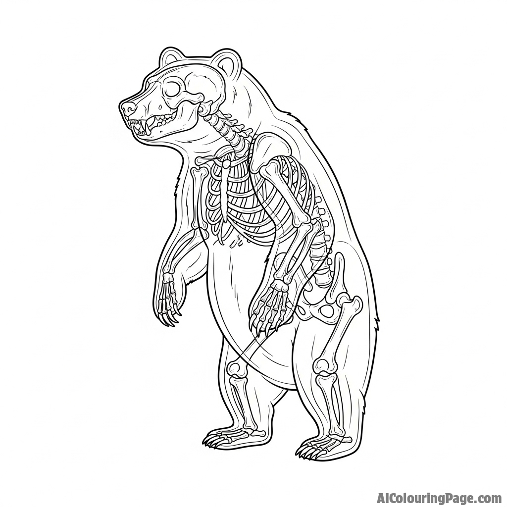 An x-ray view of a bear, showing its powerful bone structure.