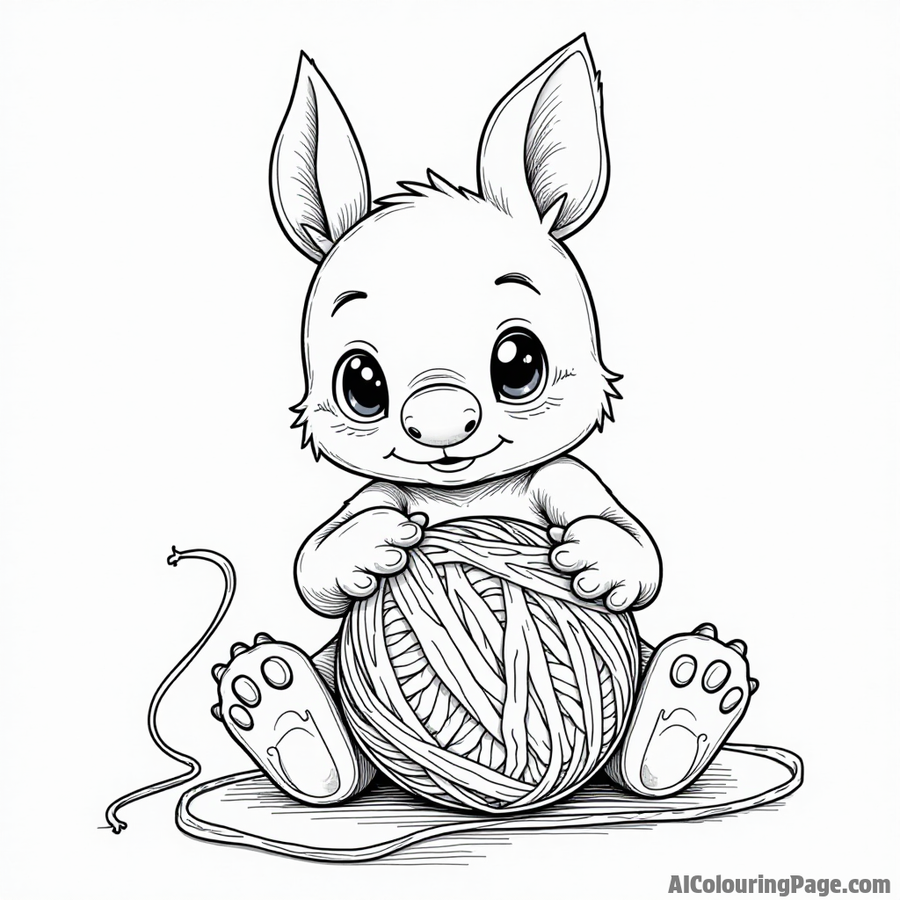 Stitch playing with a ball of yarn