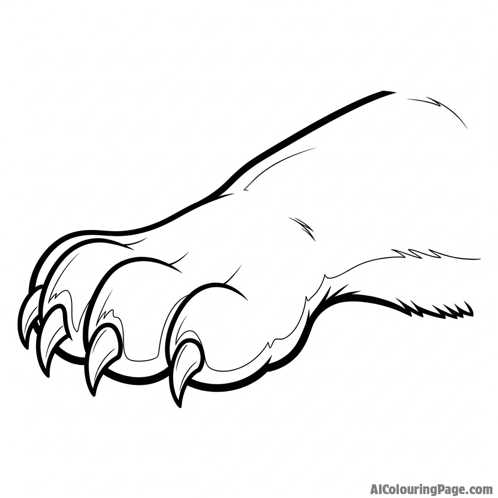 A lion's powerful paw with sharp claws partially extended.