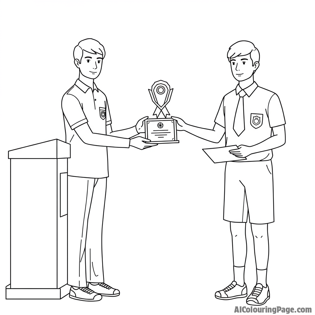 A student receiving an award at a school assembly.