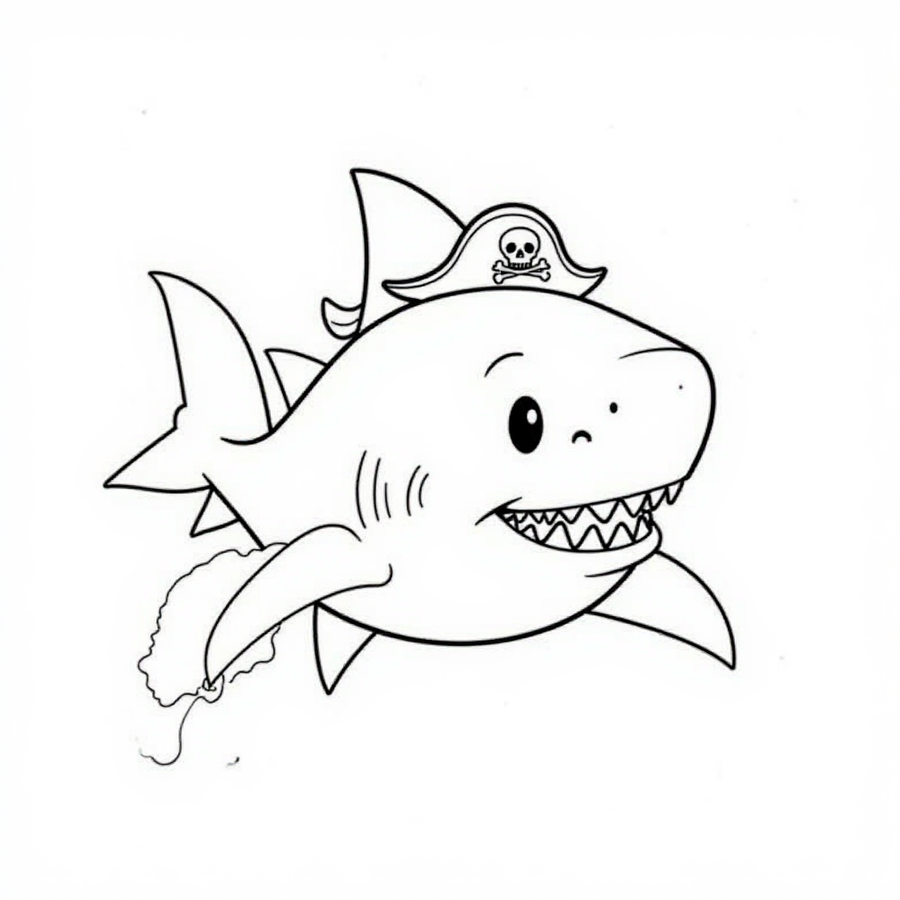 Shark with a pirate hat