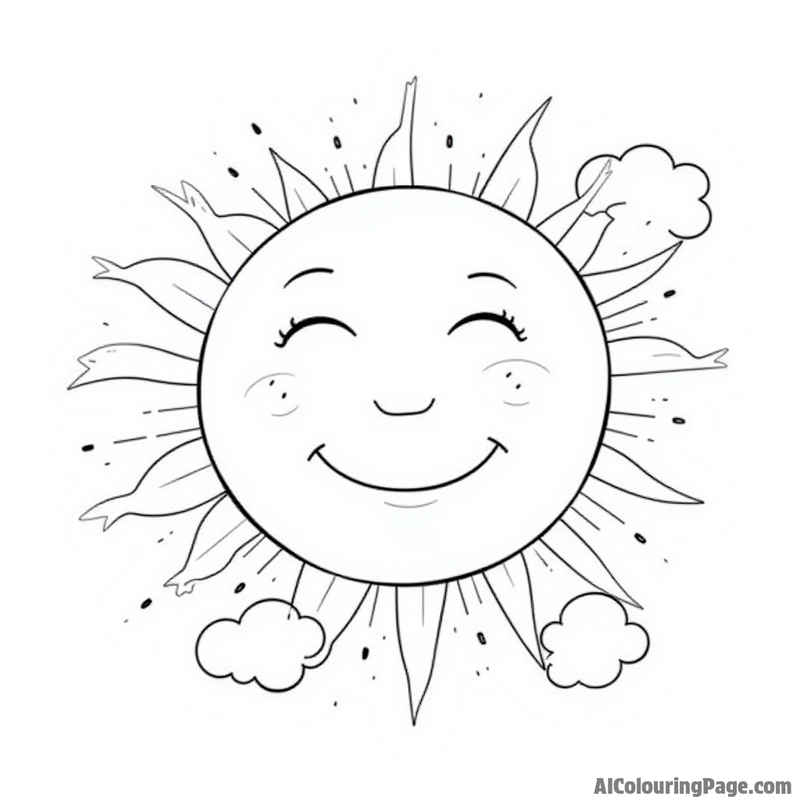 A smiling sun with happy clouds