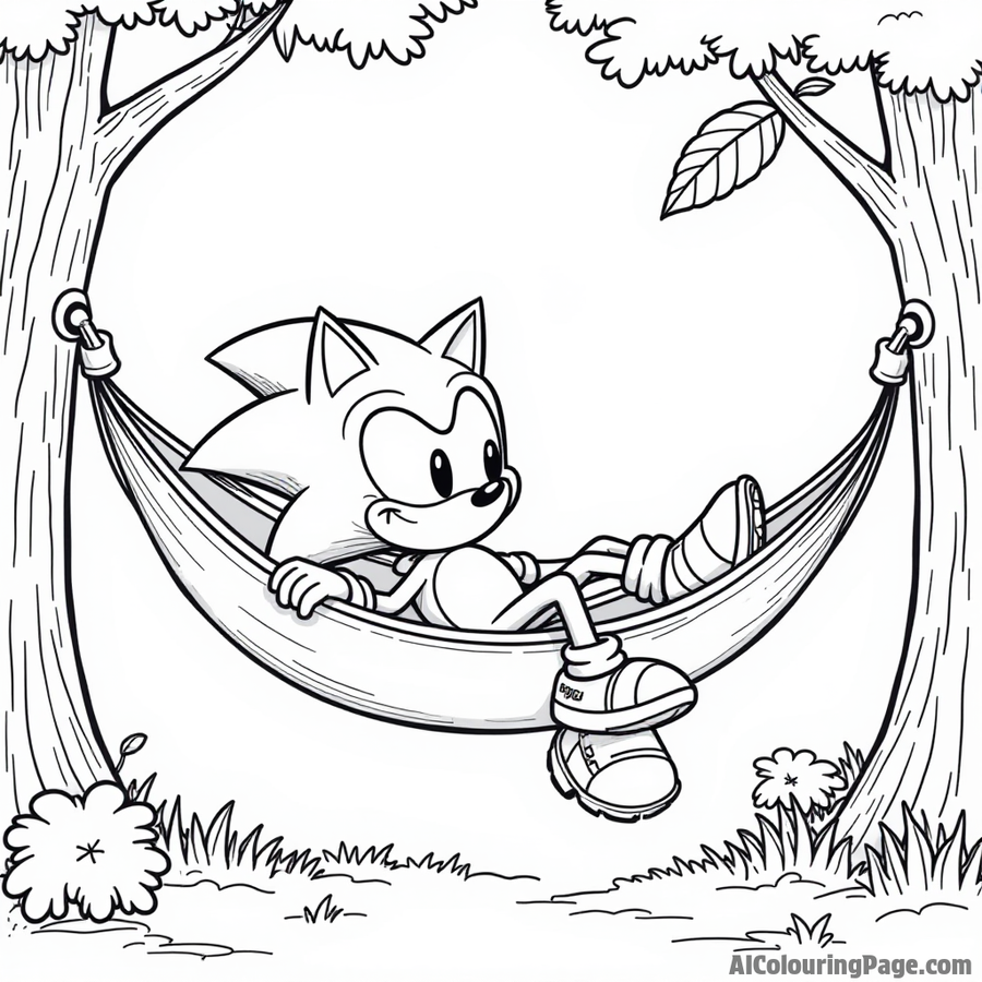 Sonic relaxing in a hammock