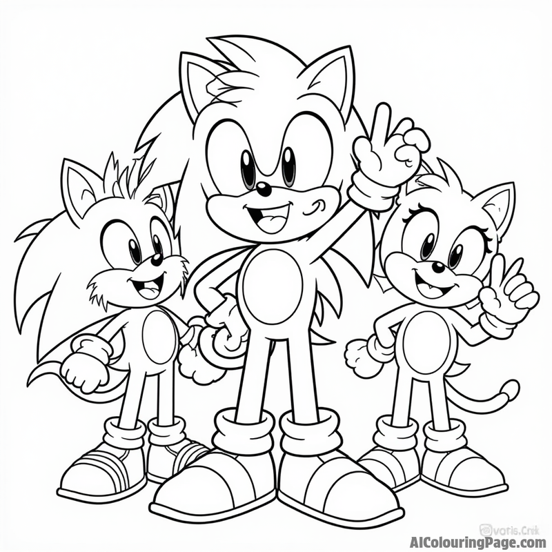 A group of animal friends cheering for Sonic