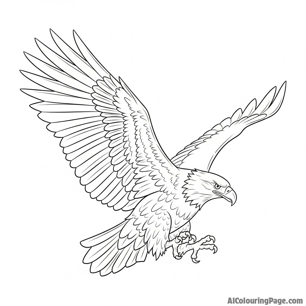 Eagle gliding through the air.