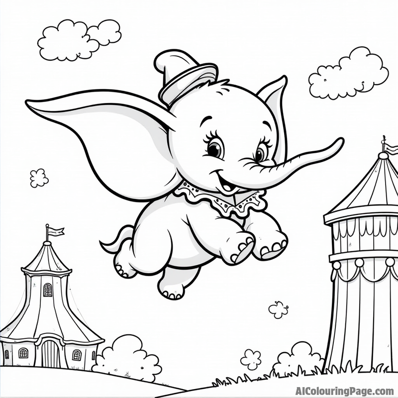 Dumbo flying in the circus