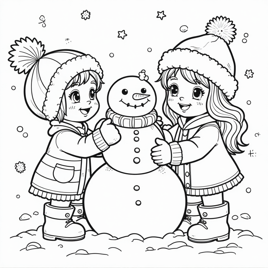 Rainbow Friends building a snowman