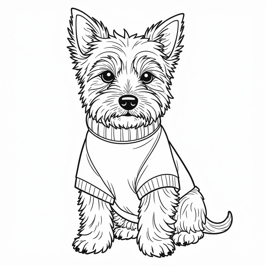 A loyal Yorkshire Terrier wearing a sweater