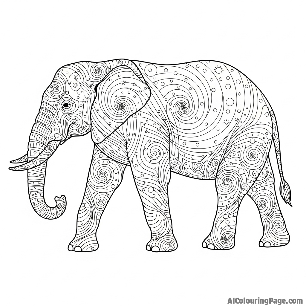 An elephant made entirely of swirling stardust and distant galaxies.