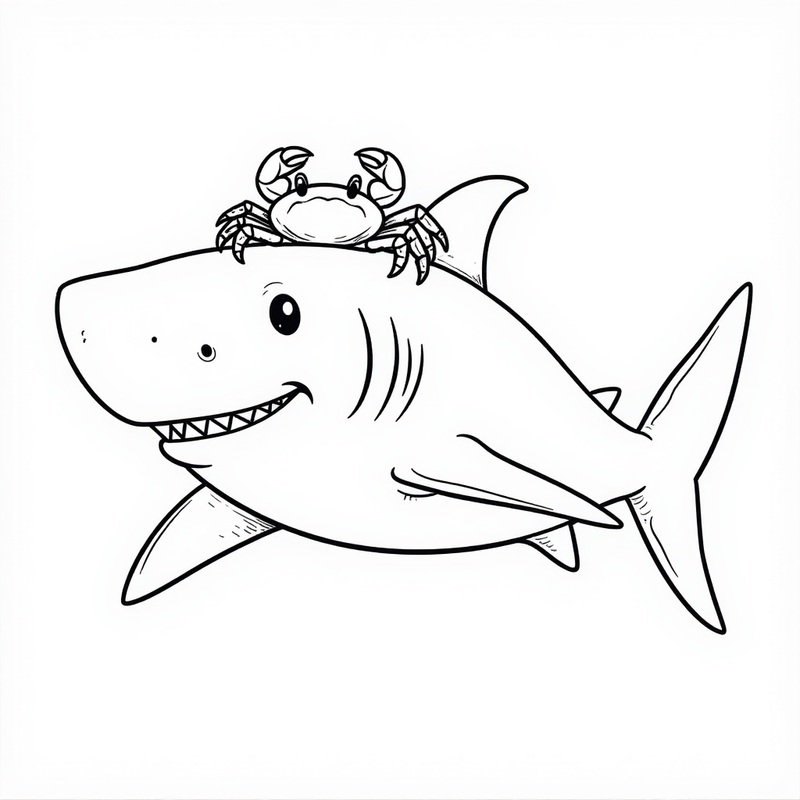 Shark with a crab on its head