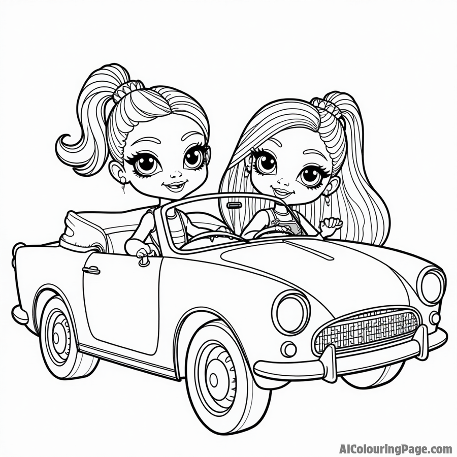 Bratz hanging out in a convertible car