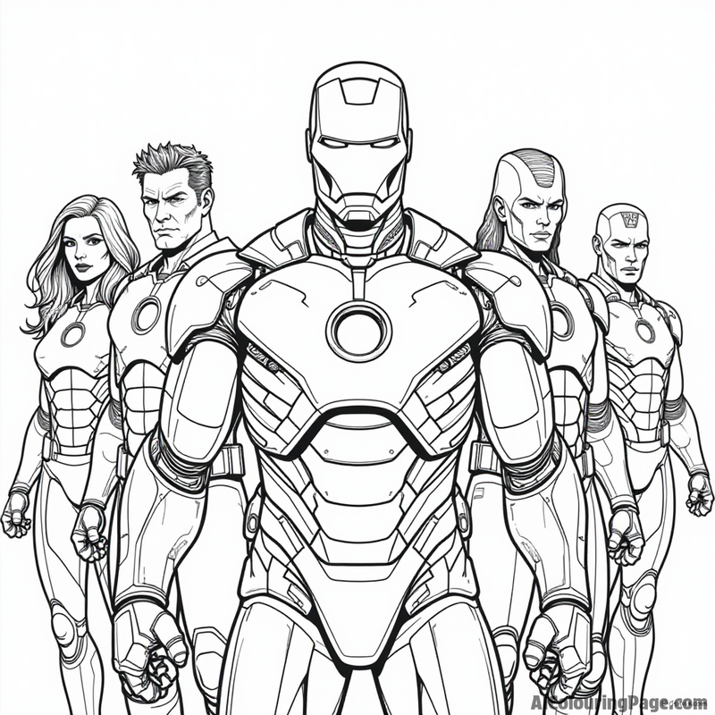 Iron Man with a group of superheroes