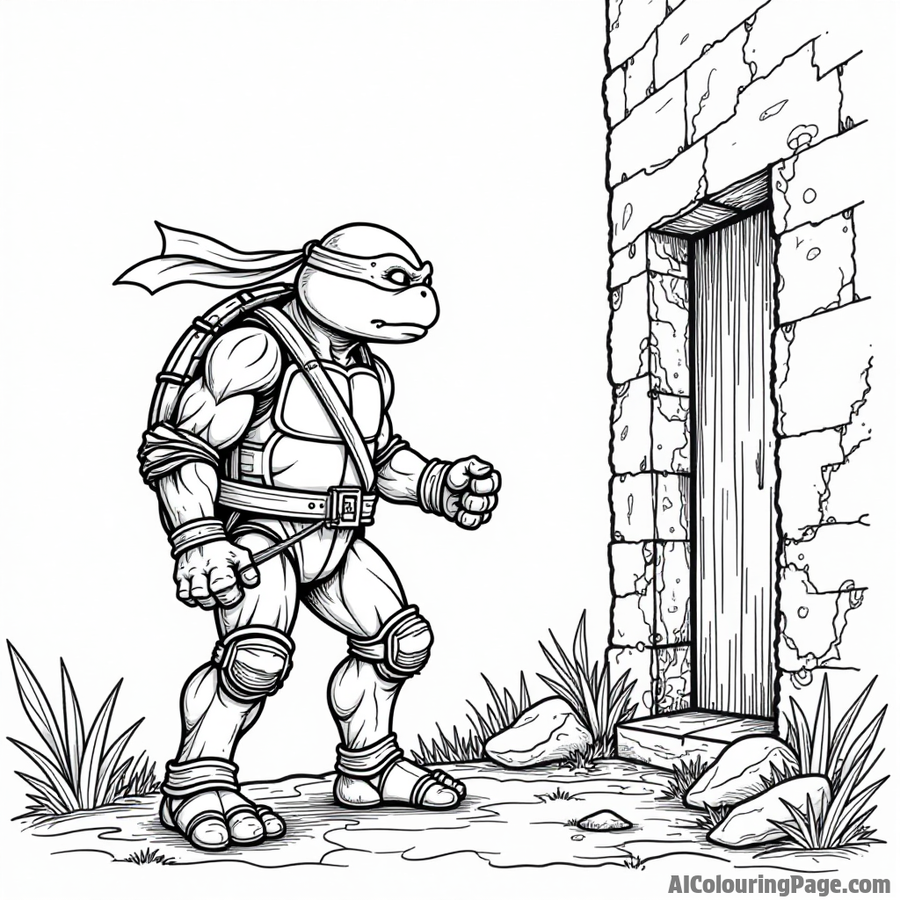 Ninja Turtle exploring an abandoned building