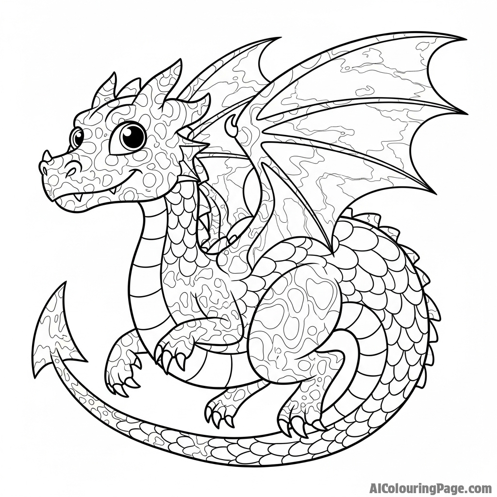 A dragon whose scales have the texture and pattern of marble.