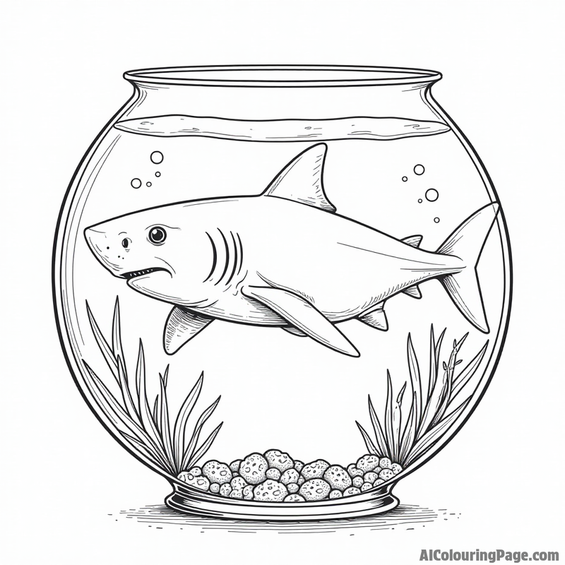 Shark inside a fishbowl