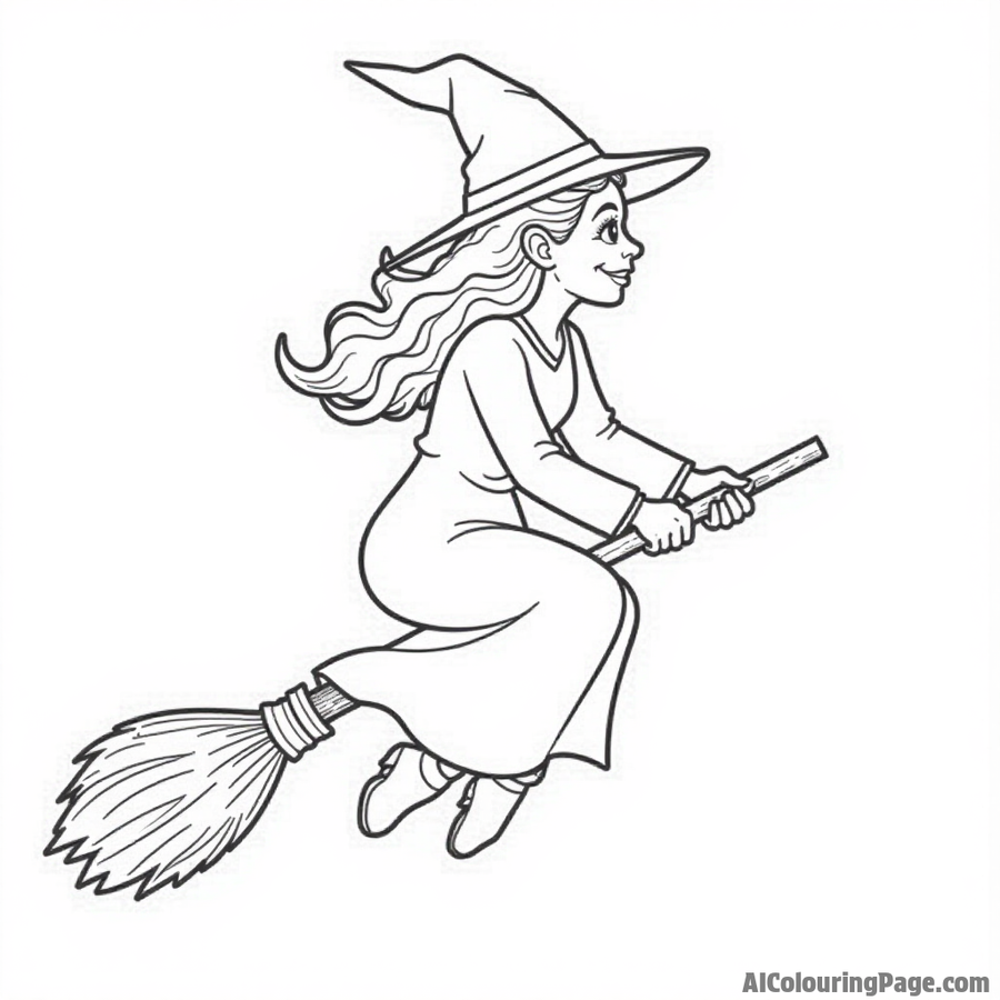 Witch riding broomstick