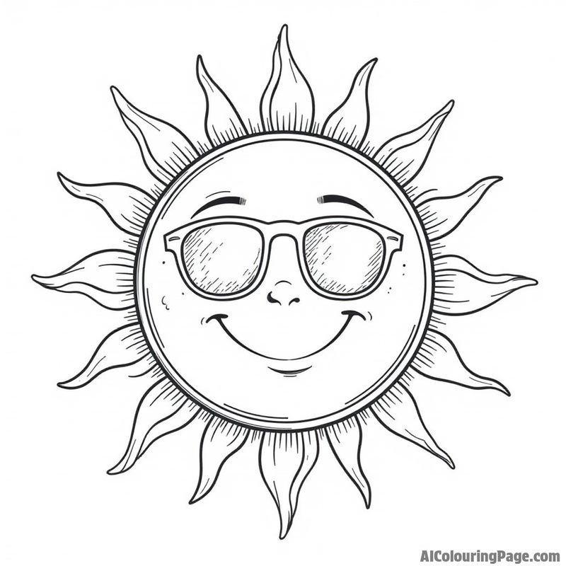 Smiling sun with sunglasses