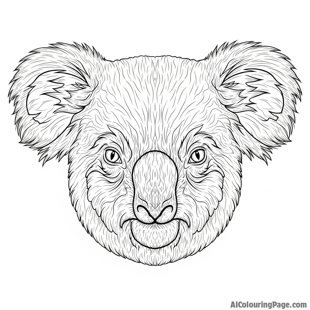 A hyper-detailed portrait of a very old koala, its face full of character.