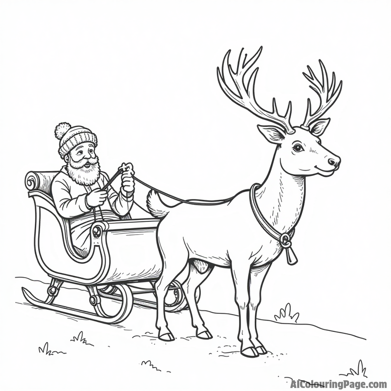 Reindeer pulling a sleigh