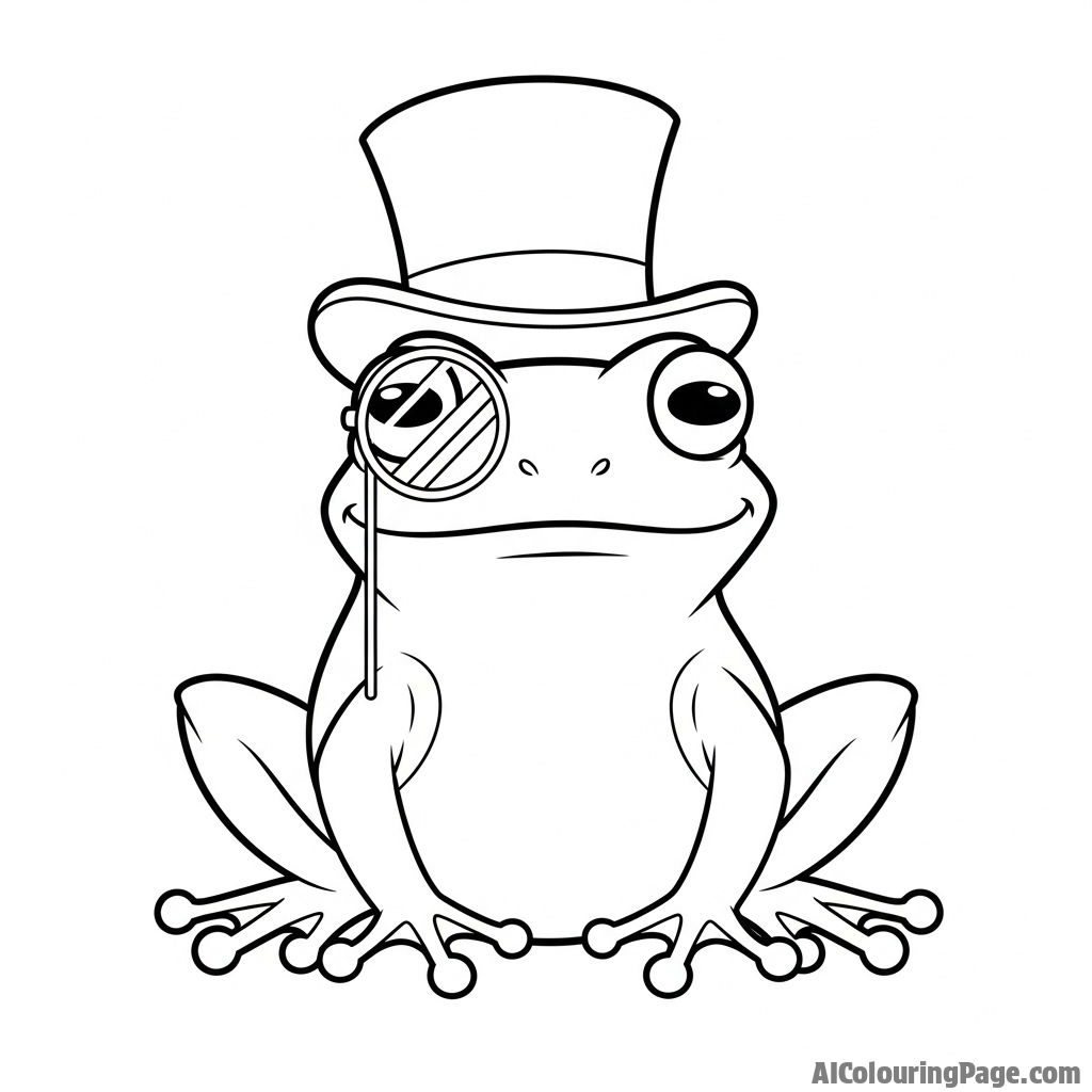 A cartoon frog wearing a top hat and a monocle, looking distinguished.
