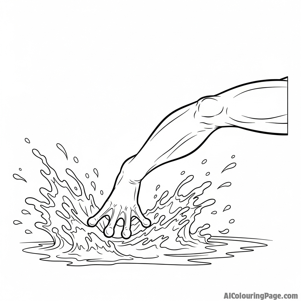 A single, powerful frog leg, mid-kick, displacing water.