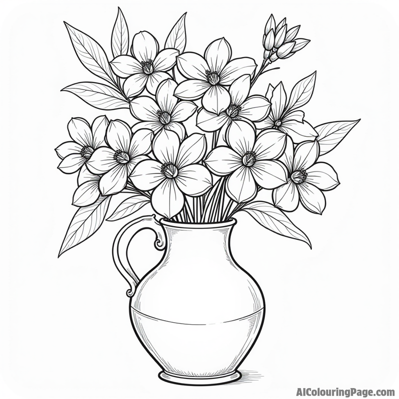 A vase filled with a bouquet of jasmine flowers