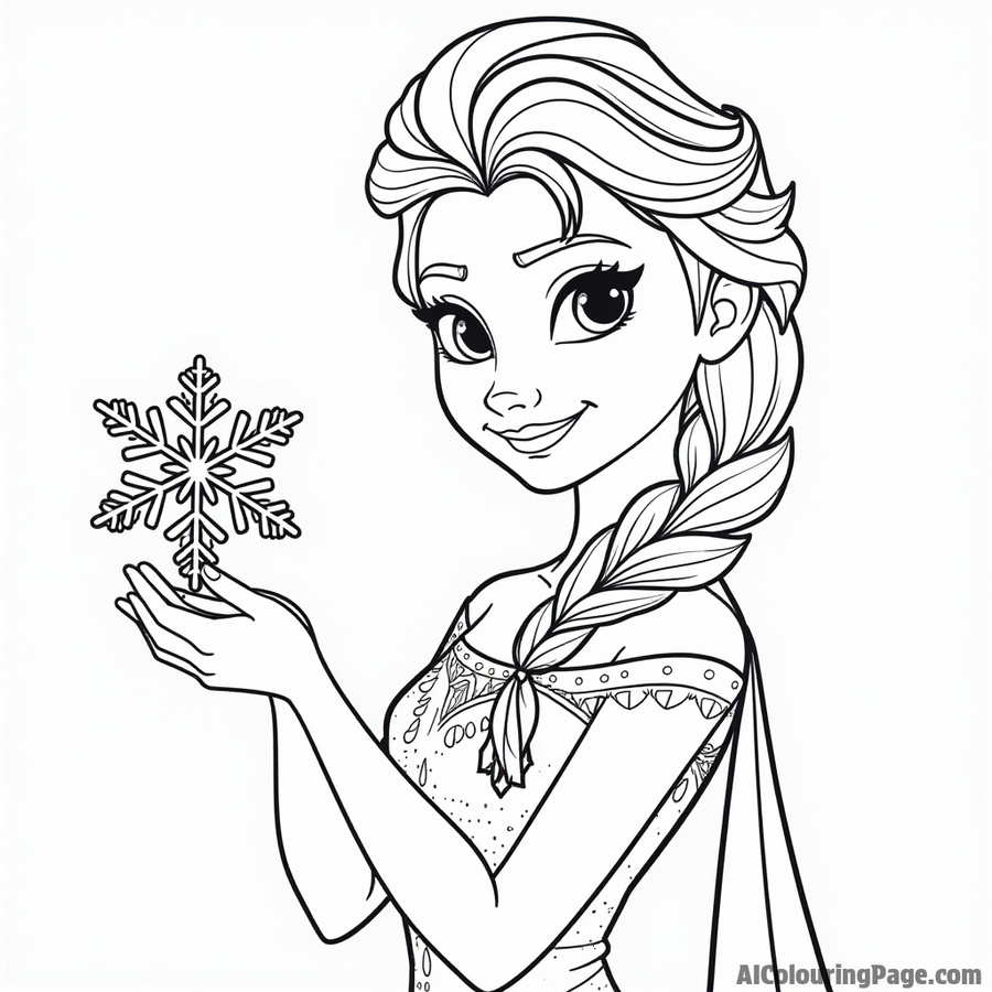 Elsa holding a snowflake