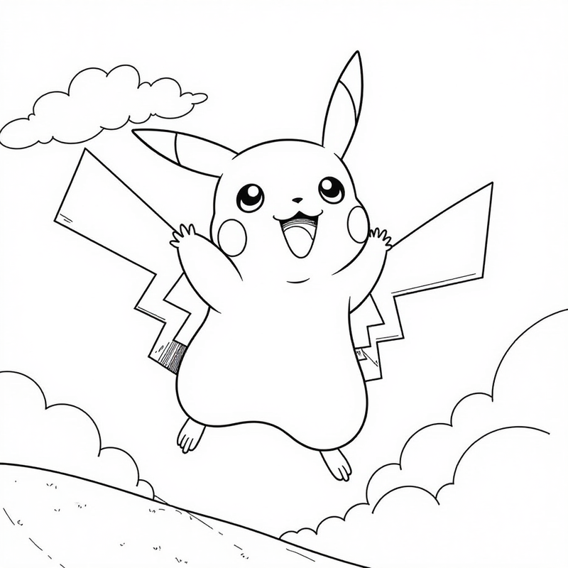 Pikachu flying in the sky