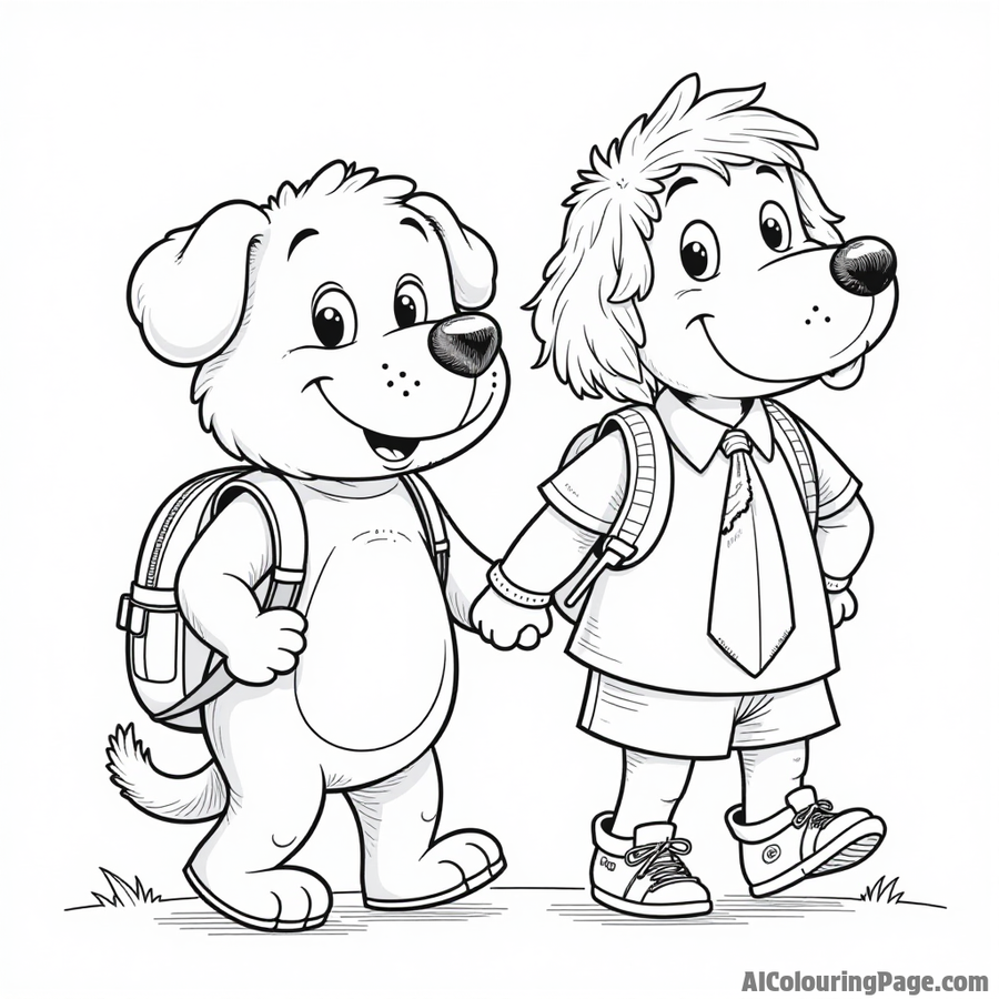 Bluey and Bingo going to school