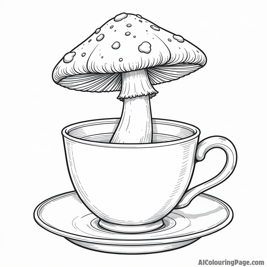 A mushroom inside a teacup