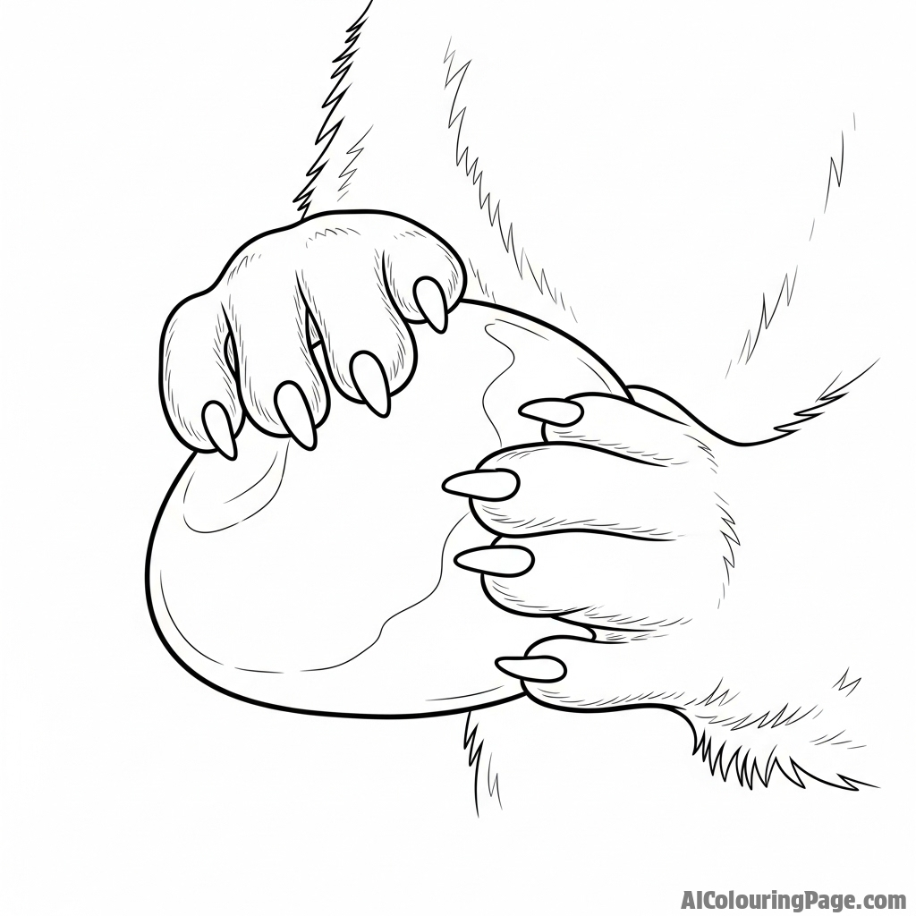Macro photo focusing on an otter’s paw clutching its favorite stone.