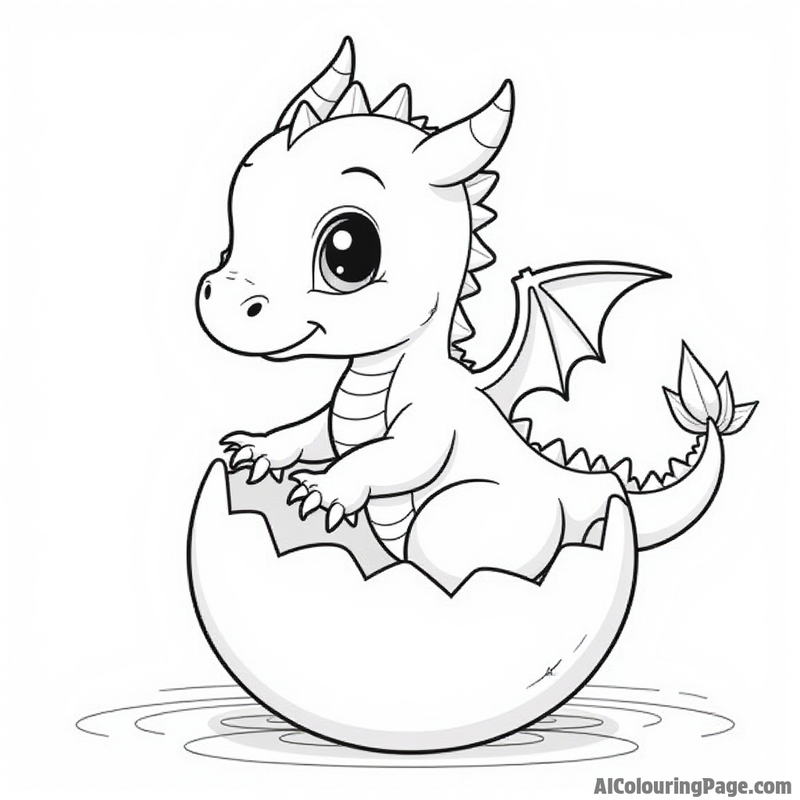 Baby dragon hatching from egg