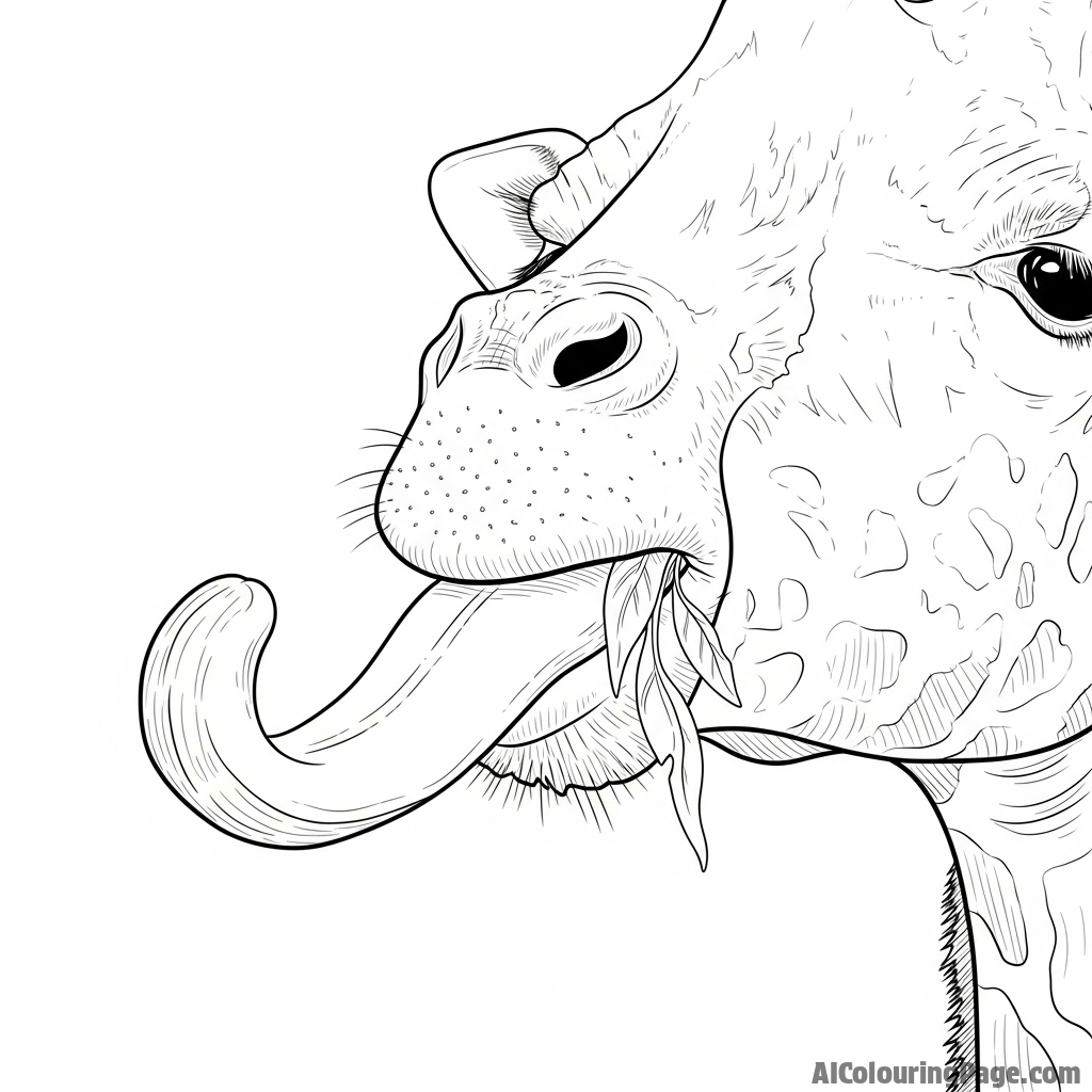 A detailed shot focusing on a giraffe's long, prehensile tongue.