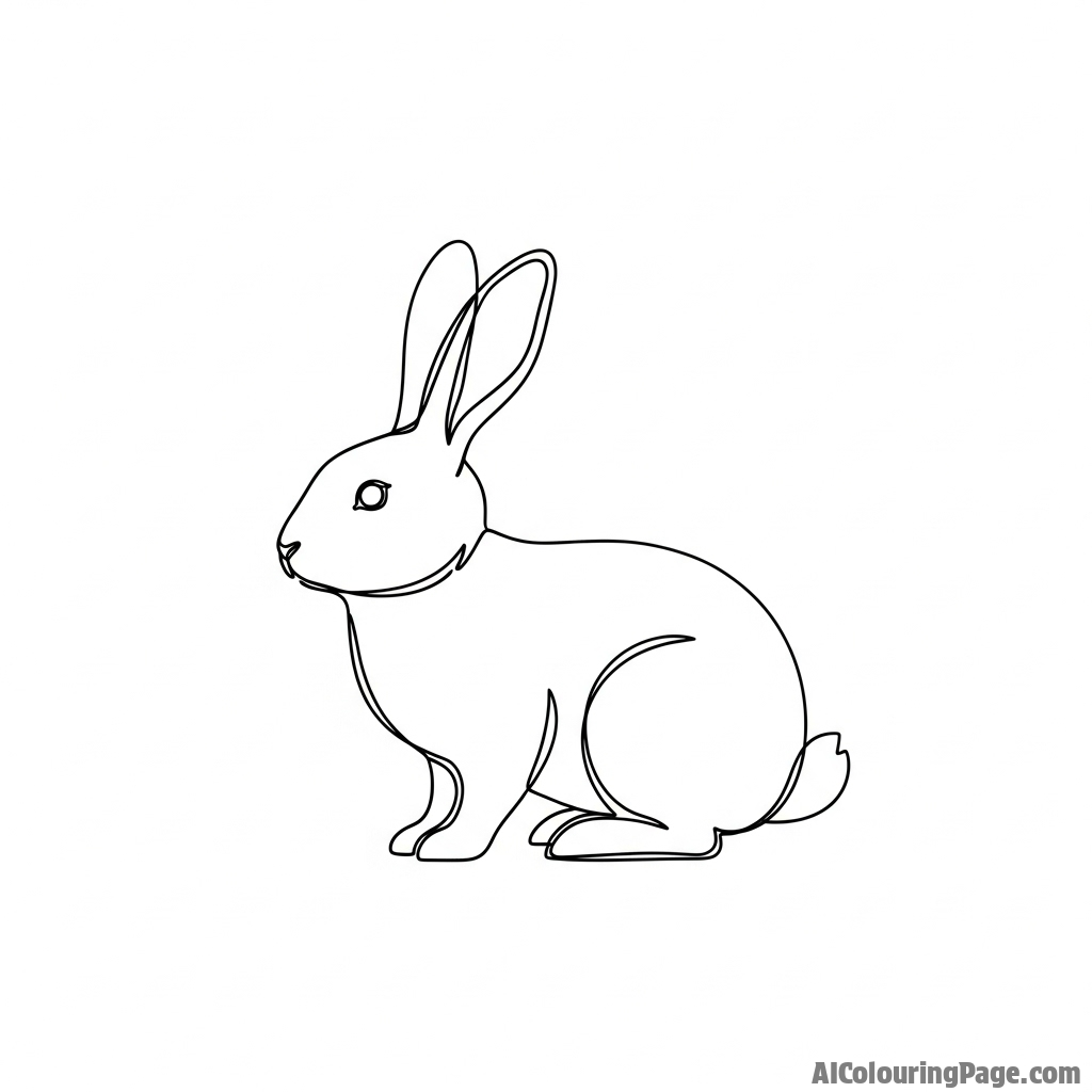 A minimalist single-line drawing capturing the essence of a rabbit's shape.