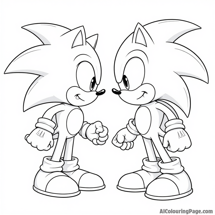 Sonic facing off against Dr. Eggman