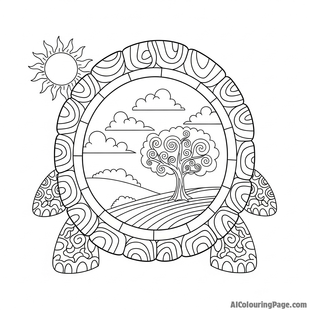 A view from inside a turtle's shell, looking out at the world.