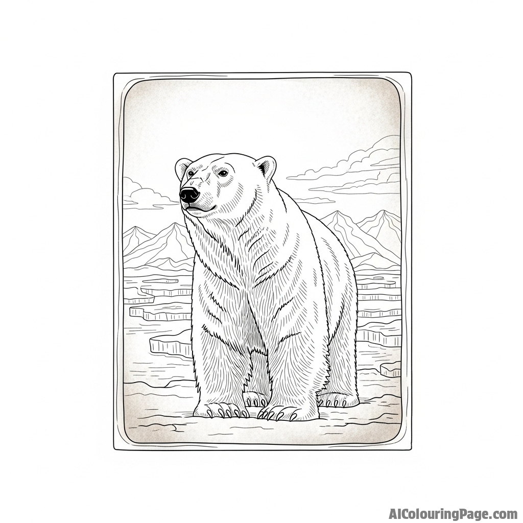 An aged, sepia-toned photograph of a polar bear from an early polar expedition.