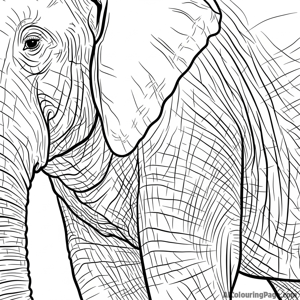 A close-up of an elephant's wrinkled, leathery skin, showing deep texture