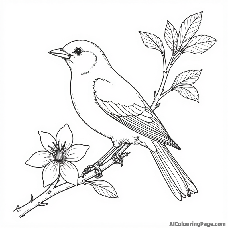 A bird perched on a jasmine branch