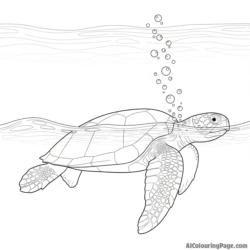 A photographic negative of a turtle swimming in the ocean.