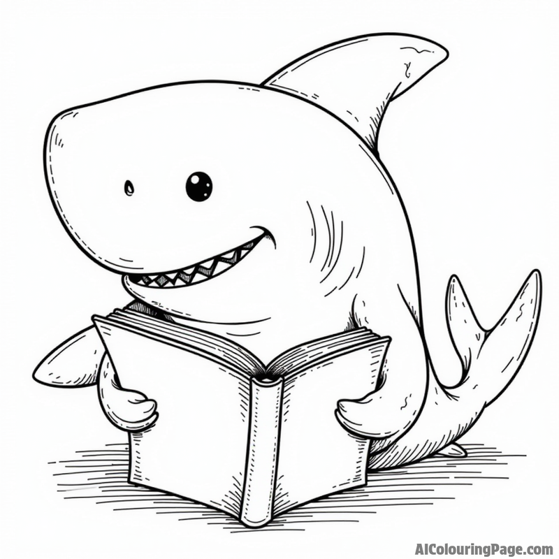 Shark reading a book