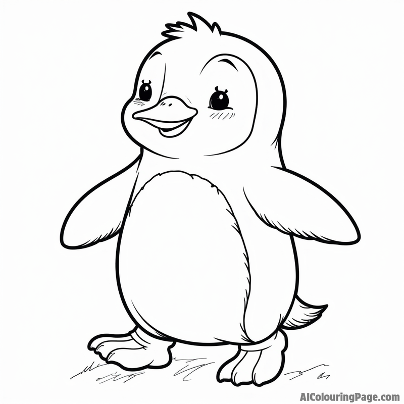 A happy little penguin waddling