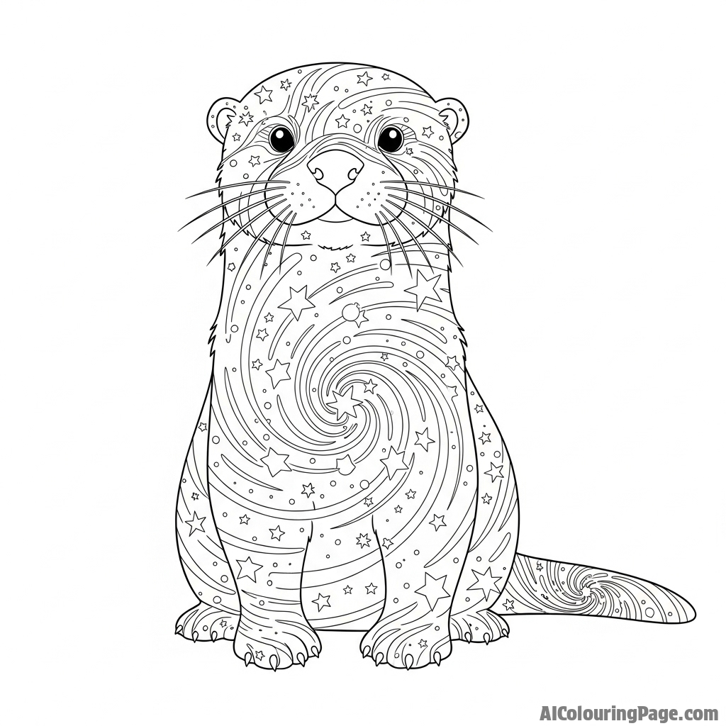 A galactic otter with stars and nebulae swirling within its form.